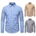 Minimalist Striped Woven Shirt For Men - Slim Fit Casual Button-Up With Subtle Texture (S-2xl, Polyester, All-Season Wear)_voghion.com