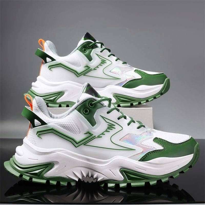 Men's Summer Thick-soled Casual Sports With Front Laces Fashionable Mesh Breathable Color Matching Shoes_voghion.com