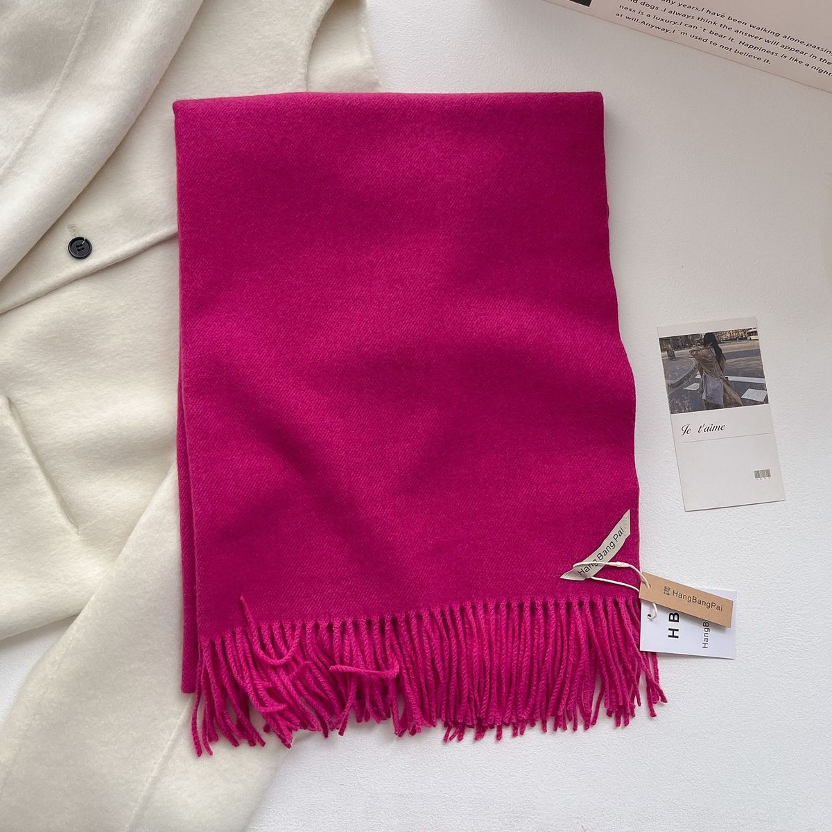 Autumn and winter new minimalist plain color fashionable versatile  cashmere warm scarf scarf, 2024 Korean_voghion.com