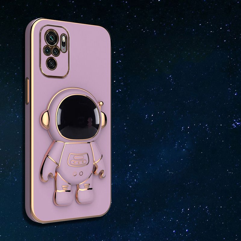 Coque de support d'astronaute plaquée pour téléphone, étui pour Xiaomi Redmi Note 10 11 9 Pro Max 10S 11S 9S 9A 9C 4G 5G_voghion.com