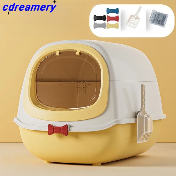 Huisdiertoilet in pinguïnvorm, supergrote ultraviolette vlinderkattenbak, volledig gesloten, supergrote kattenbakschep_voghion.com