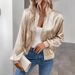 Women's Solid Color Zip-Up Stand Collar Casual Jacket – Lightweight Polyester Blend For Autumn/Winter (S-XXL Office & Streetwear Essential)_voghion.com