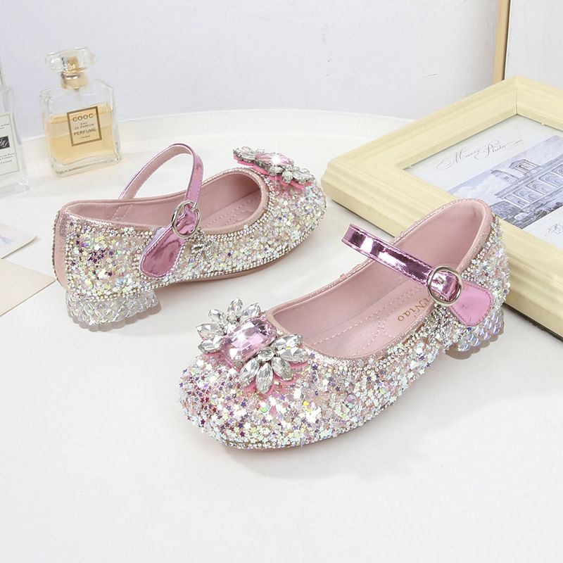 Zapatos de tacón alto para niñas pequeñas, de piel de cristal, de princesa, para fiestas infantiles, bailes, bodas y bebés_voghion.com