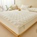 Lenzuolo con angoli in fibra di soia per l'inverno - Coprimaterasso antiscivolo con imbottitura trapuntata - Design semplice e tinta unita per materassi Simmons/Spring_voghion.com