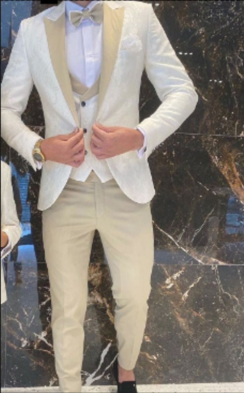 Masculino rosa negócios casual terno masculino terno de três peças noivo melhor homem vestido de banquete de casamento_voghion.com