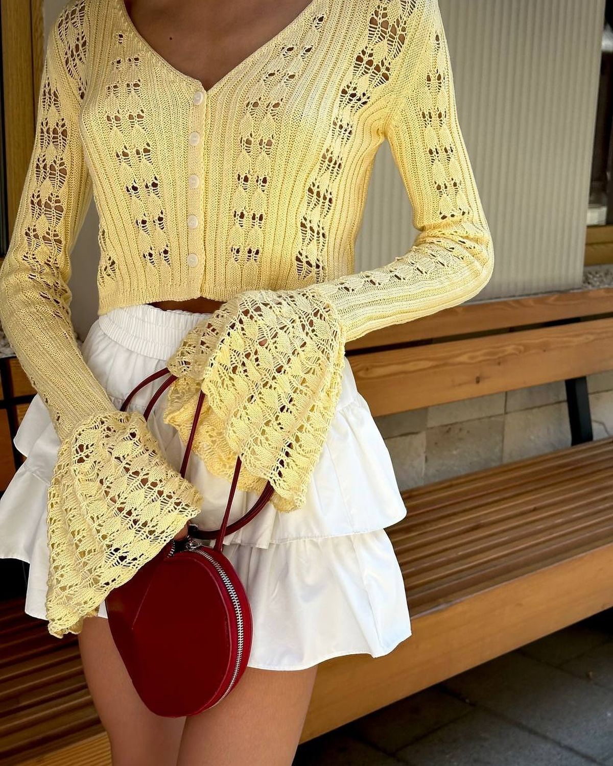 Sieviešu apģērbs Karsta meitene doba adīta kardigans Sieviešu apģērbs Jauns vienkrāsains garām piedurknēm V veida kakla vienkrāsains īss adīts tops_voghion.com