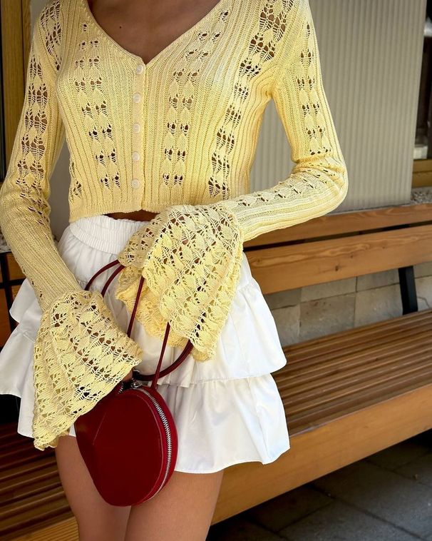 Sieviešu apģērbs Karsta meitene doba adīta kardigans Sieviešu apģērbs Jauns vienkrāsains garām piedurknēm V veida kakla vienkrāsains īss adīts tops_voghion.com