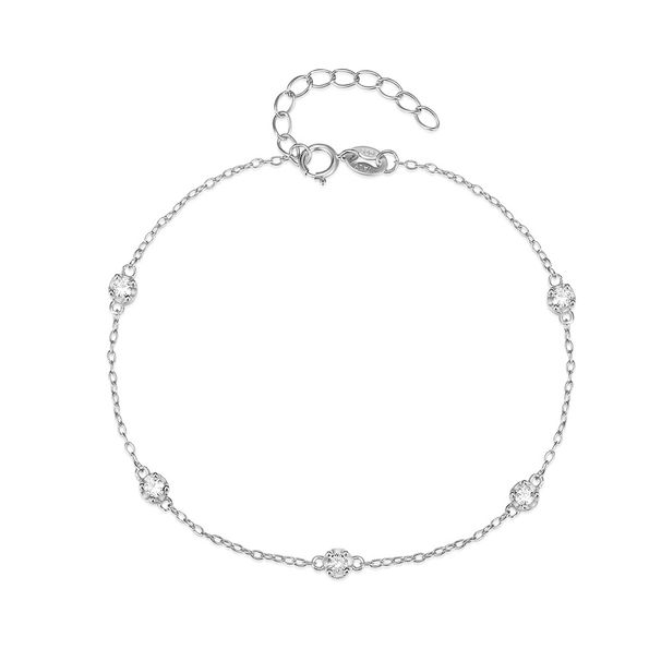 Γυναικεία Κοσμήματα Ασημένιο S925 Κλασικό Απλό Γυναικείο Βραχιόλι με Διαμάντια, Όλα τα Μαξιλάρια, Ρυθμιζόμενα Αξεσουάρ Χεριών_voghion.com