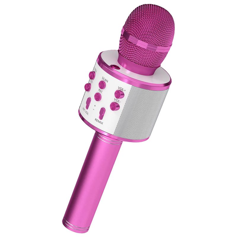 5 Core Bluetooth Wireless Karaoke Microphone All-in-One Portable Handheld Mic with Speaker Recorder Microfono Inalambrico - WM SPK PNK_voghion.com