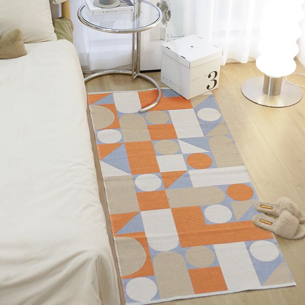 Doppelseitige Bodenmatte aus Baumwollfaden, gewebt, Jacquard, mit gewelltem Rand, für Schlafzimmer, Nachttisch, Fußmatte, Balkon, Gang_voghion.com