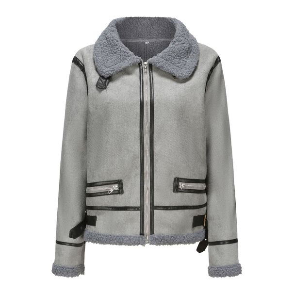 Dammekleeder Nei Wanterfrae kuerz Schofspelzjackete Dammen plus Samt décke Pelzmantel_voghion.com