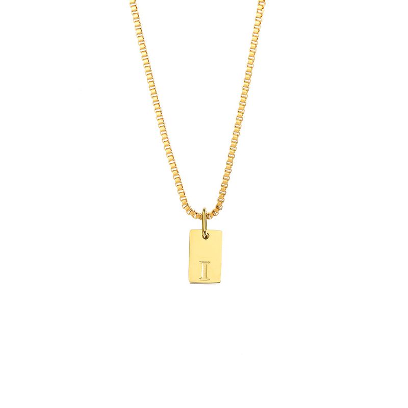 Collana da donna con ciondolo quadrato con 26 lettere inglesi, in acciaio inossidabile, a catena quadrata, con clavicola_voghion.com