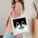 Farbenfrohe, von K-Pop-Idolen inspirierte Canvas-Tragetaschen für Damen, Schultertaschen, Einkaufstaschen mit großem Fassungsvermögen, modische Mädchenhandtaschen._voghion.com