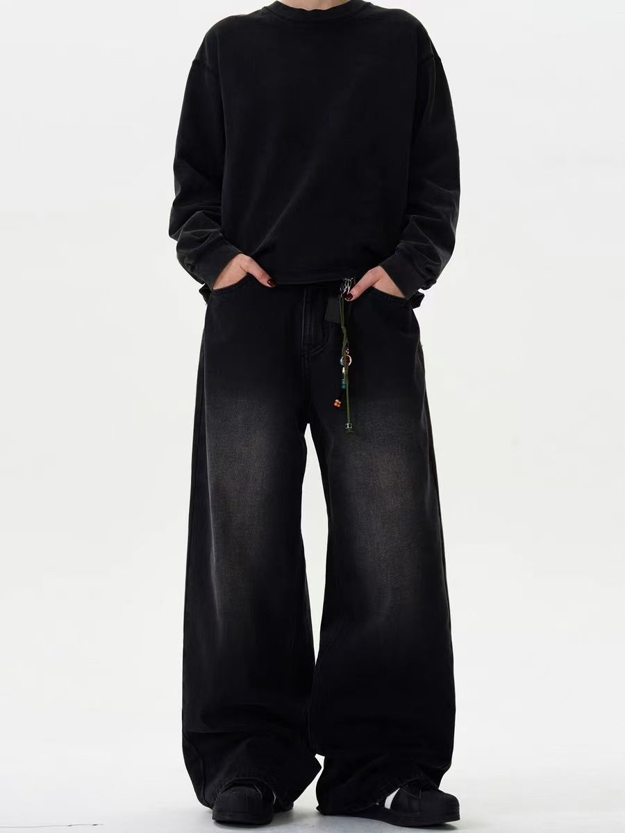 Vintage-Bootcut-Jeans für Damen und Herren – Relaxed Fit, gerades Bein, hohe Taille, Used-Look-Jeans mit mehreren Taschen_voghion.com