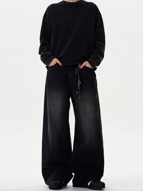 Vintage-Bootcut-Jeans für Damen und Herren – Relaxed Fit, gerades Bein, hohe Taille, Used-Look-Jeans mit mehreren Taschen_voghion.com