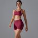 New Seamless Solid Color Cross Back High Elastic Tight Sports Bra Yoga Running Fitness Two-Piece Set_voghion.com