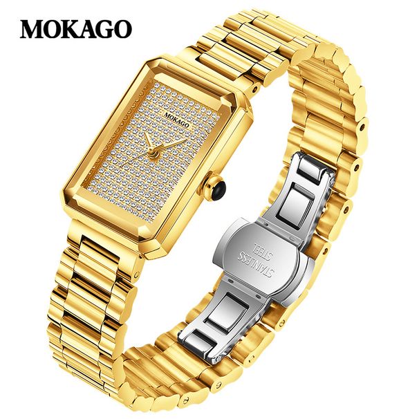 Women's Elegant Square Crystal Dial Stainless Steel Watch With Waterproof For Office And Business Workplace Business Quartz Watch_voghion.com