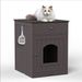 Wooden Pet House Cat Litter Box Enclosure With Drawer, Side Table, Indoor Pet Crate, Cat Home Nightstand (Brown)_voghion.com