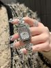 Barrel-Shaped Full Diamond Small Dial Women's Watch Fashionable Light Exquisite Compact Diamond-Studded_voghion.com