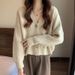 Korean-Style Oversized Cardigan Sweater – Soft V-Neck Button Front Open Knit, Cozy Loose Fit, Casual Chic_voghion.com