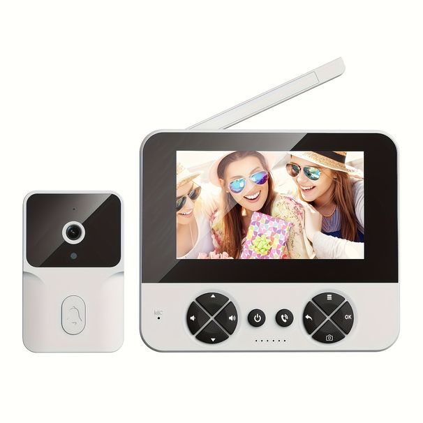 Intelligentne kõrglahutusega video-uksekell ekraaniga, kodune juhtmevaba uksekell, mulgustus puudub, infrapuna öine nägemine,_voghion.com