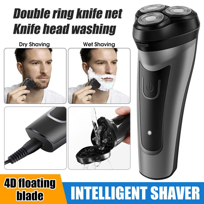Men Electric Shaver Razor Rotary Beard USB Rechargeable Trimmer Cordless Dry Wet_voghion.com