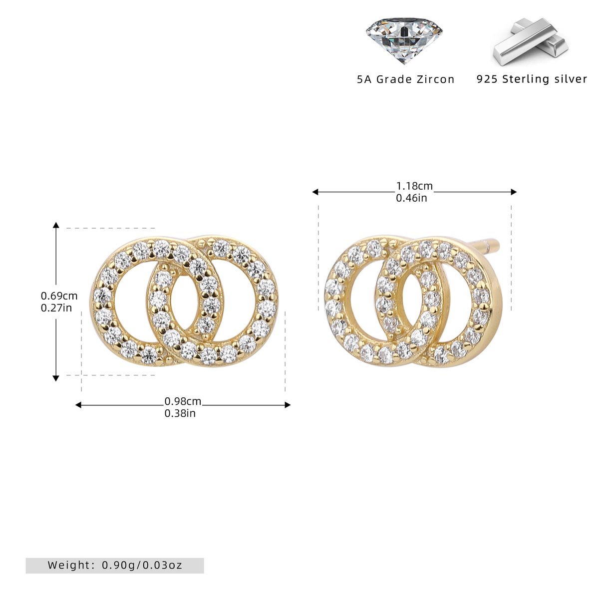 Eleganti orecchini a doppio cerchio da donna in argento sterling 925, design geometrico minimalista per l'uso quotidiano_voghion.com