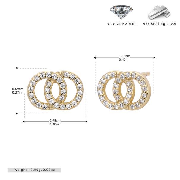 Eleganti orecchini a doppio cerchio da donna in argento sterling 925, design geometrico minimalista per l'uso quotidiano_voghion.com