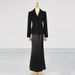 Elegantes, französisch inspiriertes zweiteiliges Set – Slim Fit Langarmblazer und Kleid mit Einzelknopfverschluss, Büro- und Abendgarderobe für Damen (Schwarz, S/M/L)_voghion.com