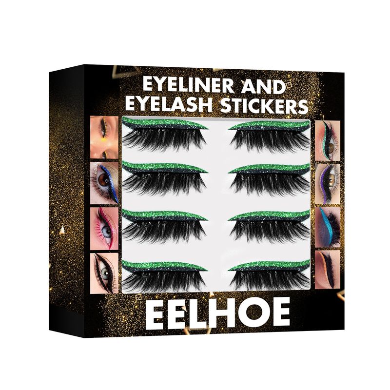 EELHOE 7 Color Glitter 3d Eyeliner Eyelash Patch Cross-border New Product Gel Strip Glue Free Self-adhesive Eye Makeup Patch_voghion.com