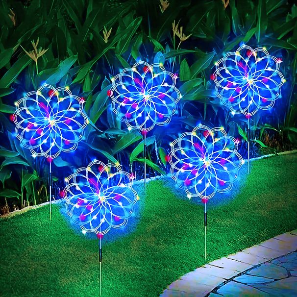 6 In 1 Solar Garden Firework Lights, Upgrade Multicolor Solar Outdoor Lamp Decoration Solar Garden Firework Lamp Courtyard Lamp_voghion.com