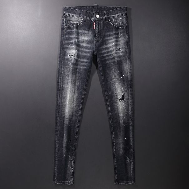 Jeans da uomo di tendenza della stazione europea, nuovi stili, aderenti, leggermente elasticizzati, semplici e generosi, alla moda, con piedini sottili._voghion.com