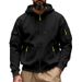 American Winter Men's Loose, Heavy-Duty, Fleece Zipper Hooded Workwear Commuter Casual Long-Sleeved Sweatshirt Jacket_voghion.com