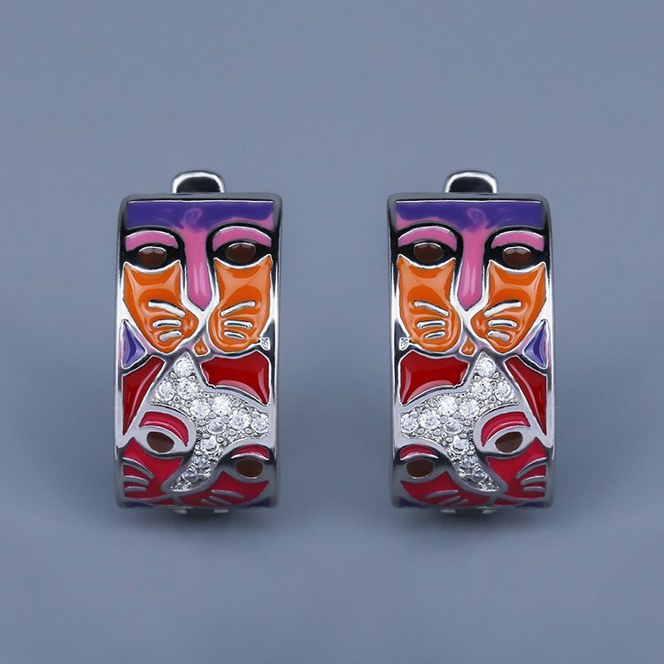 Nuovi orecchini in argento 925 per donna, orecchini con faccia di gatto in resina epossidica colorata, orecchini da sposa unici fatti a mano in smalto_voghion.com