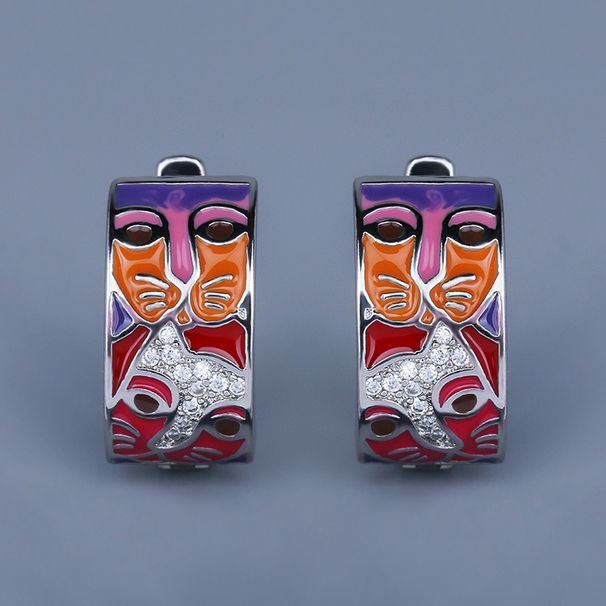 Nuovi orecchini in argento 925 per donna, orecchini con faccia di gatto in resina epossidica colorata, orecchini da sposa unici fatti a mano in smalto_voghion.com