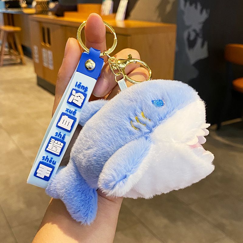 Creative Finger Biting Shark Keychain For Women Exquisite Cute Plush Doll Student Backpack Pendant Small Gift_voghion.com