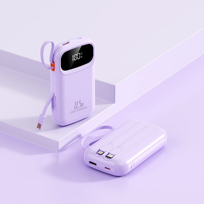 Caricabatterie portatile da 20000 mAh con cavi integrati, ricarica rapida PD da 22,5 W, power bank compatto e leggero per iPhone/Android (certificato 3C)_voghion.com