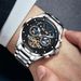 GUANQIN Automatische mechanische Herren-Skelett-Armbanduhr aus Wolframstahl, wasserdicht, Saphir, Wochenkalender, multifunktionale Uhr für Herren_voghion.com