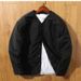 Retro Collarless Cotton Jacket Cotton Coat Men's Workwear V-neck Snap Button Cotton Coat Men's Jacket_voghion.com