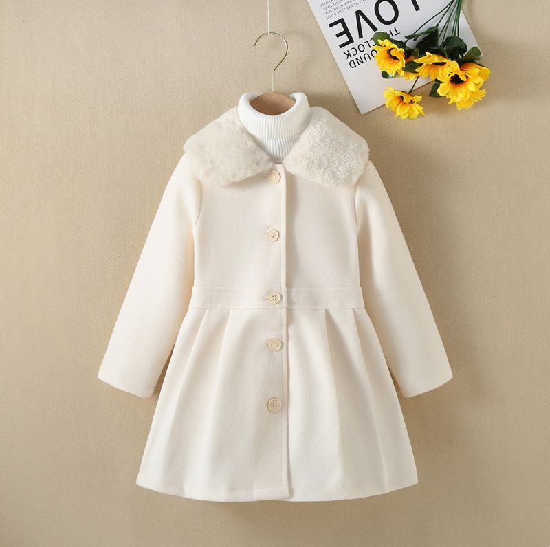 New children's clothing for girls, medium to long woolen coat with simple casual collar, featuring a trendy and stylish_voghion.com