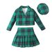 Kinderkleidung, karierte Anzugjacke für Mädchen im Herbst/Winter + karierter Faltenrock mit Hutanzug_voghion.com