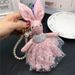 Portachiavi creativo con ciondolo per borsa, in pizzo con strass e coniglio, accessorio per interni auto, stile coreano, tendenza, da donna_voghion.com