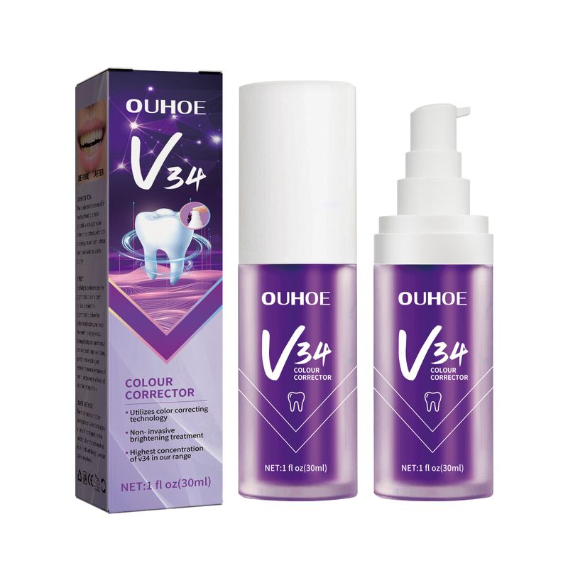Lila OUHOE V34 Whiten reinigt für Zahnflecken, rauchige Zahnreparatur und Mundreinigung_voghion.com