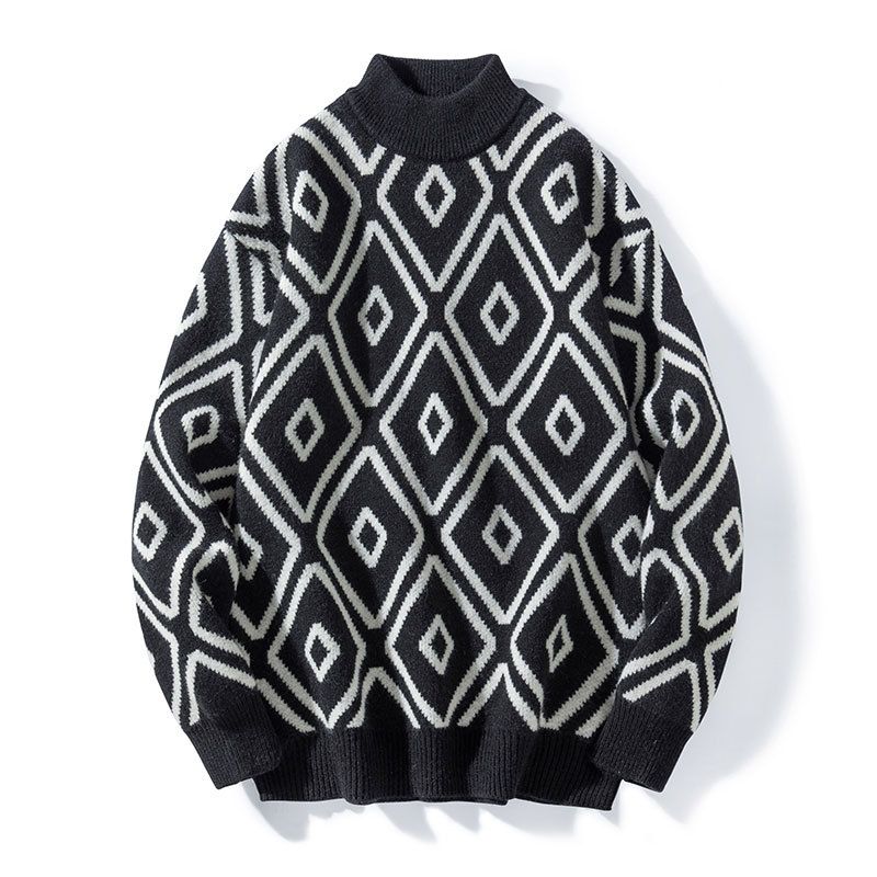 Men's Clothing autumn and winter new half turtleneck sweater men's trendy knitted sweater inner bottoming shirt thickened_voghion.com
