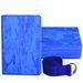 Gradient Blue Three-Piece High-Density Brick Stretching Strap Yoga Rope Beginner Aid Tool Set_voghion.com