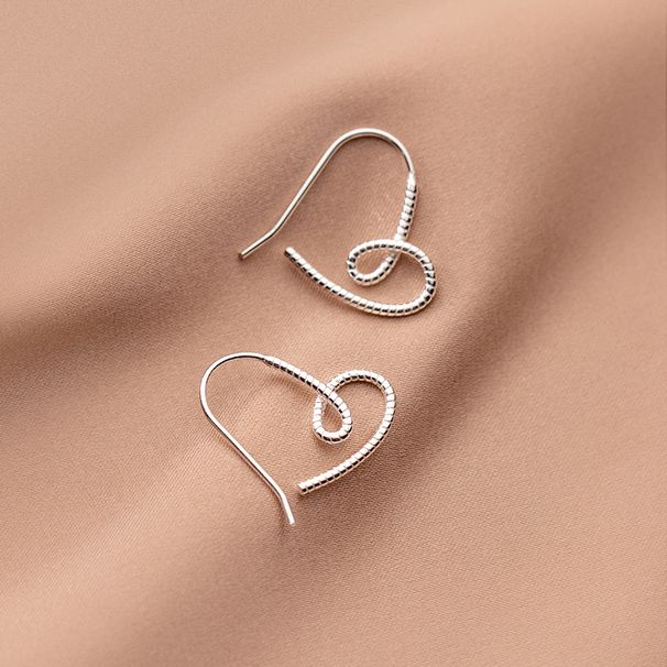 Geometric Simple Line Braided Circle Telephone Cord Heart Ear Hook Women's Style Earrings Silver Jewelry Korean And Japanese E3_voghion.com
