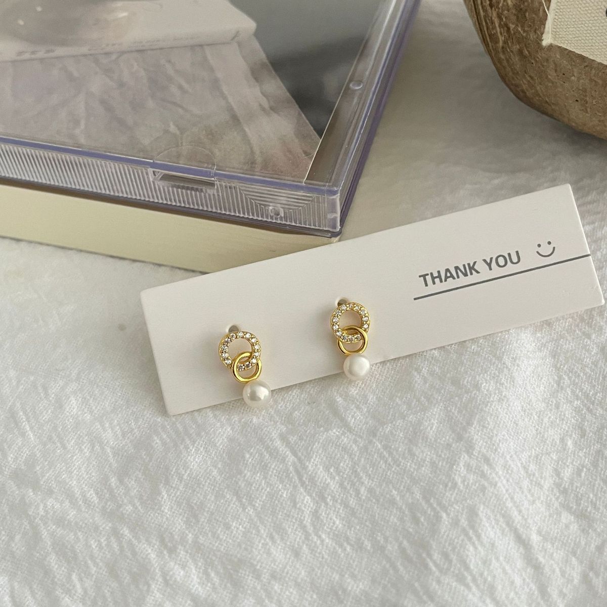 Tiqi S Rent Sølv Enkel Dobbel Ringspenne Ferskvannsperle For Kvinner, Lette Luksuriøse Nisjegeometriske Sirkulære Øredobber_voghion.com