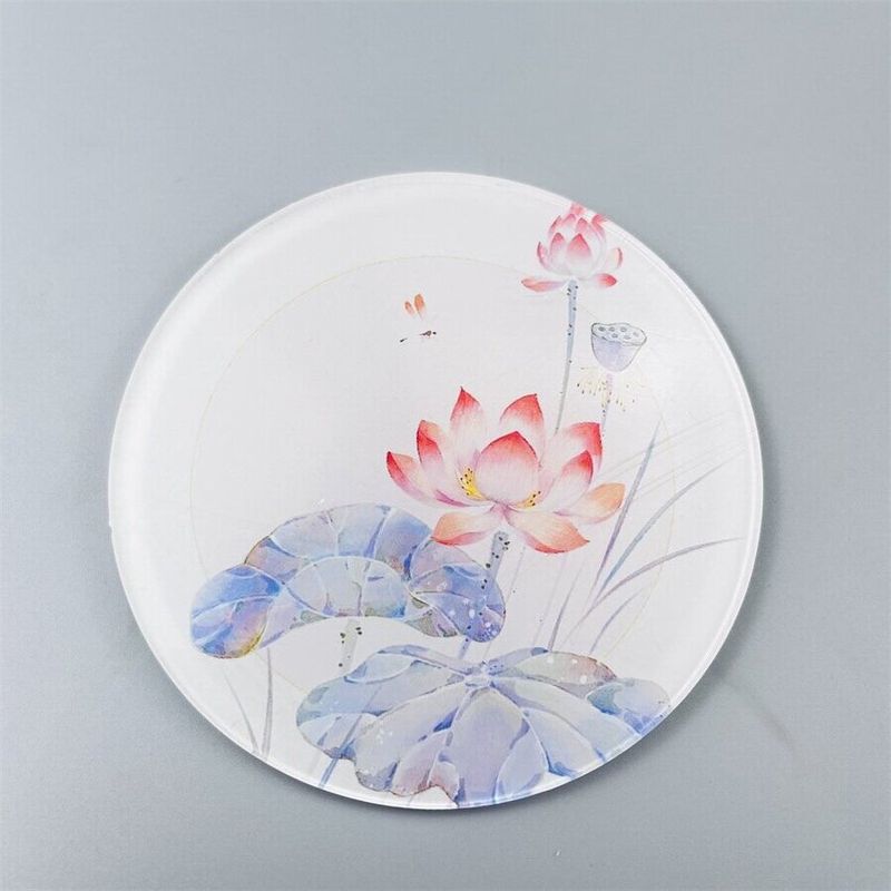 Ink Painting Acrylic Coasters - Heat-Resistant & Non-Slip Round Drink Mats (Set Of 4) - Traditional Oriental Home Decor For Tea & Coffee​_voghion.com