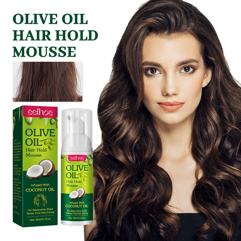 Olivenöl für lockiges Haar, feuchtigkeitsspendender Rollschutz, Styling, langlebig und Anti-Fury-Mousse_voghion.com