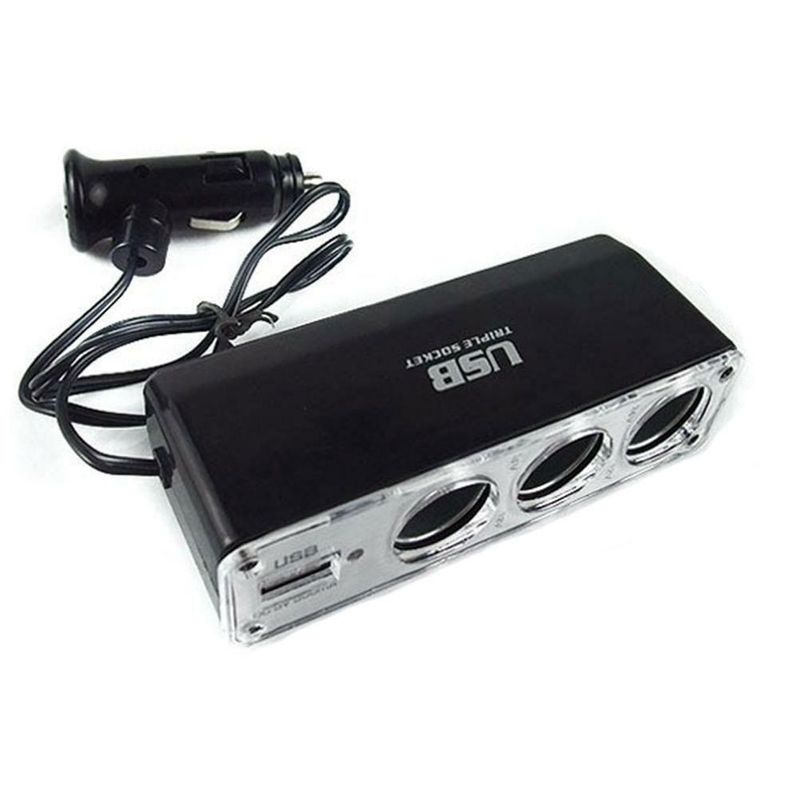 Billader, 12V sigarettenner, én av tre, med USB multifunksjonell bilkonverteringsplugg og stikkontakt_voghion.com